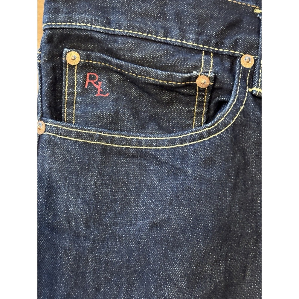 Polo Ralph Lauren Mens 41x32 Jeans Slim 381 Dark Wash Blue Denim Zip Fly - Picture 3 of 9